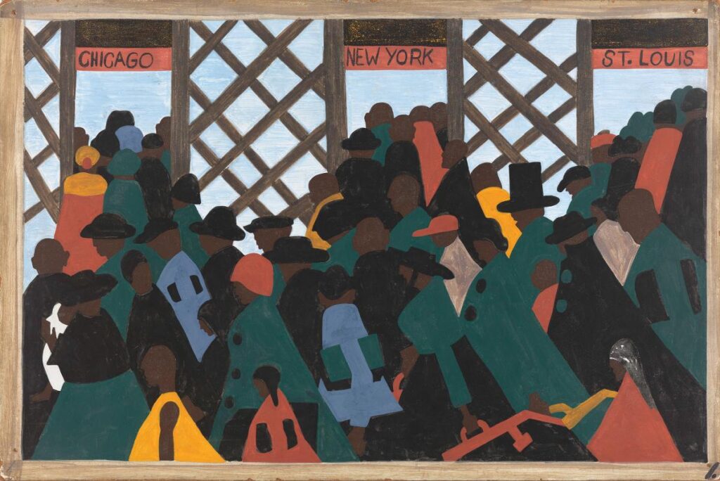 harlem renaissance quiz: Jacob Lawrence, The Migration Series, Panel no. 1: During World War I There Was a Great Migration North by Southern African Americans, 1940–1941.