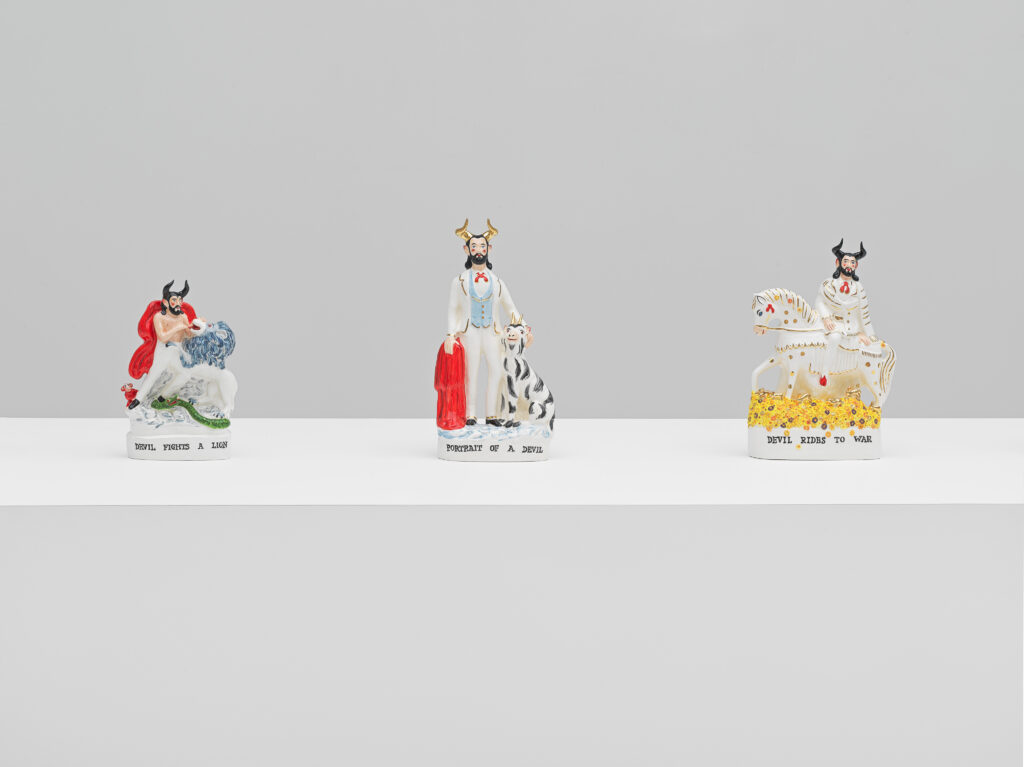 Nick Cave Ceramics: Installation view of Nick Cave. The Devil—A Life, 2024, Xavier Hufkens gallery, Brussels, Belgium. Photograph by Allard Bovenberg. Courtesy of Xavier Hufkens Brussels.
