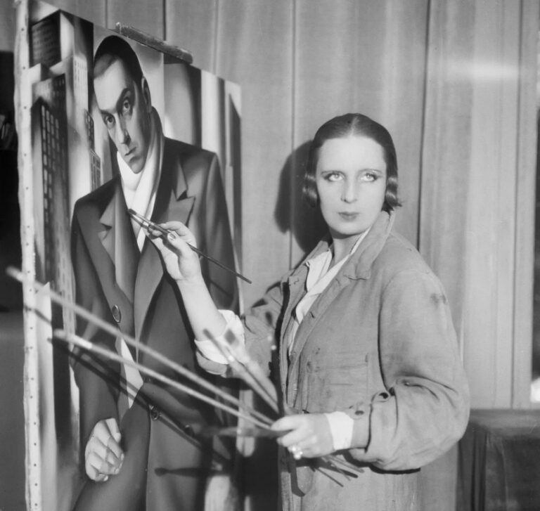 Marisa de Lempicka: Tamara de Lempicka painting her husband Tadeusz Łempicki, 1923. Forbes. Detail.
