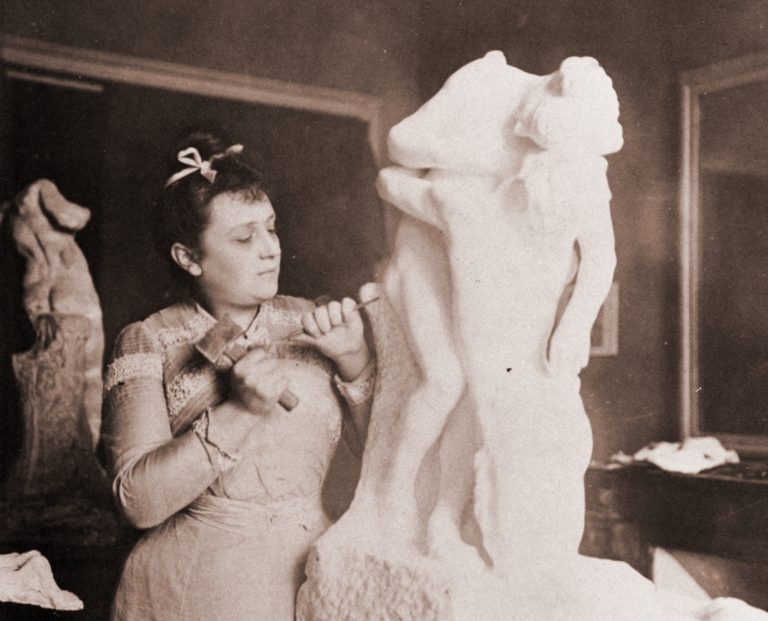 Camille Claudel: Camille Claudel working on her Vertumnus and Pomona, c. 1903. TuttArt. Detail.
