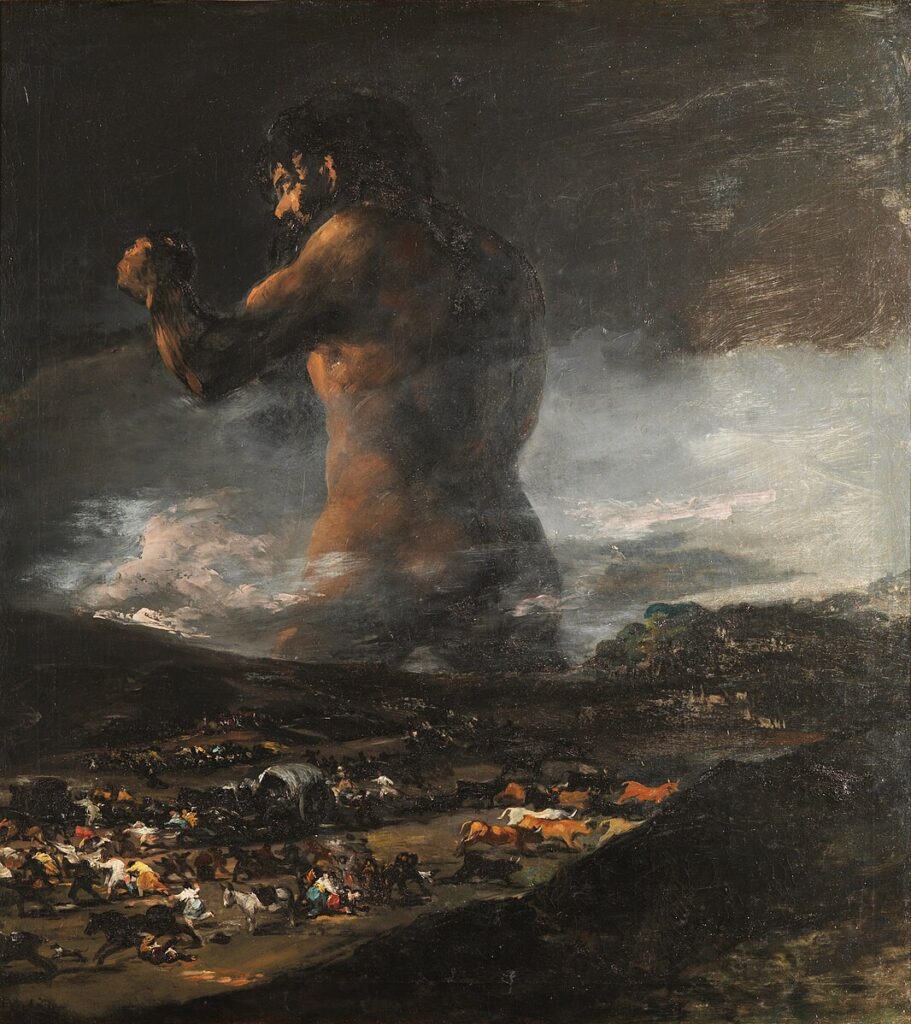 Francisco Goya paintings: Francisco Goya, The Colossus, c. 1808, Museo del Prado, Madrid, Spain.
