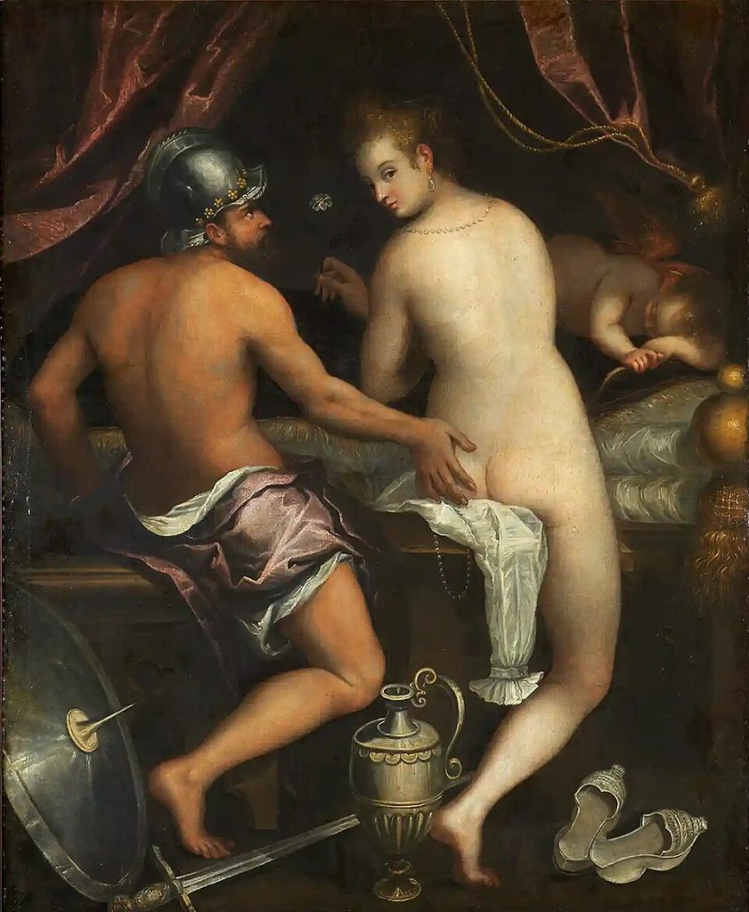female body in art: Lavinia Fontana, Mars and Venus, c. 1595, Fundación Casa de Alba, Madrid, Spain.

