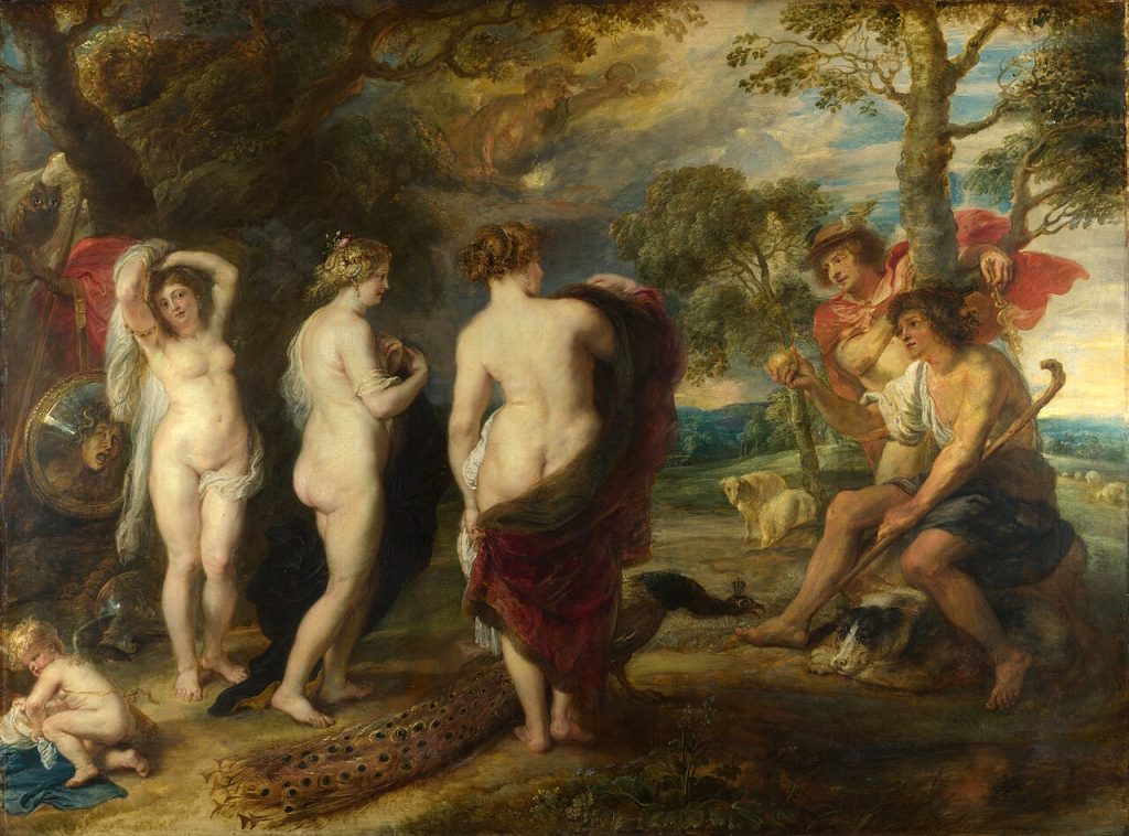 female body in art: Peter Paul Rubens, The Judgement of Paris, c. 1632–1636, National Gallery, London, UK.
