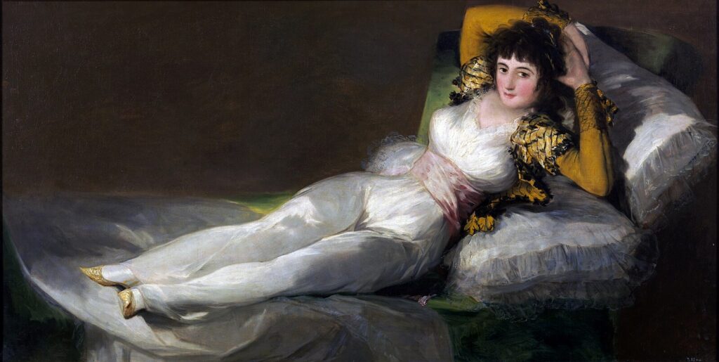 Francisco Goya paintings: Francisco Goya, Clothed Maja, 1800–1807, Museo del Prado, Madrid, Spain.
