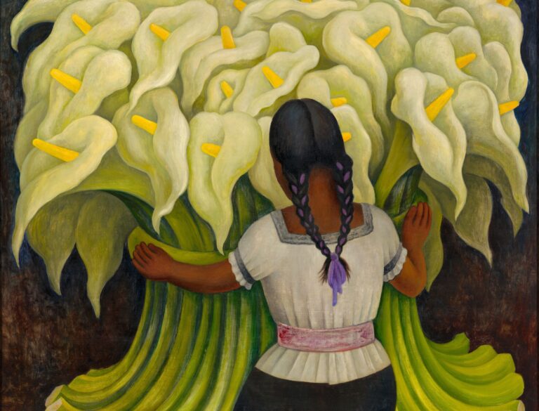 Diego Rivera paintings: Diego Rivera, The Flower Vendor (Girl with Lilies), 1941, Norton Simon Museum, Pasadena, CA, USA. Museum’s website. Detail.
