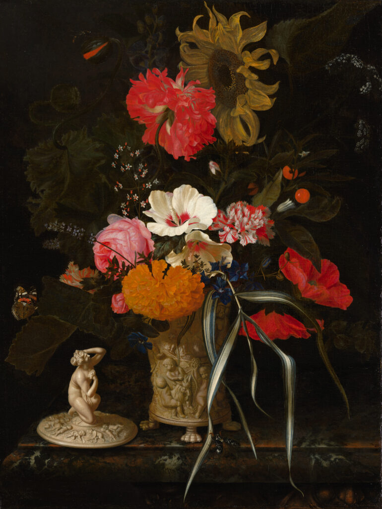 Maria van Oosterwijck: Maria van Oosterwijck, Flowers in an Ornamental Vase, c. 1670–1675, Mauritshuis, The Hague, Netherlands.
