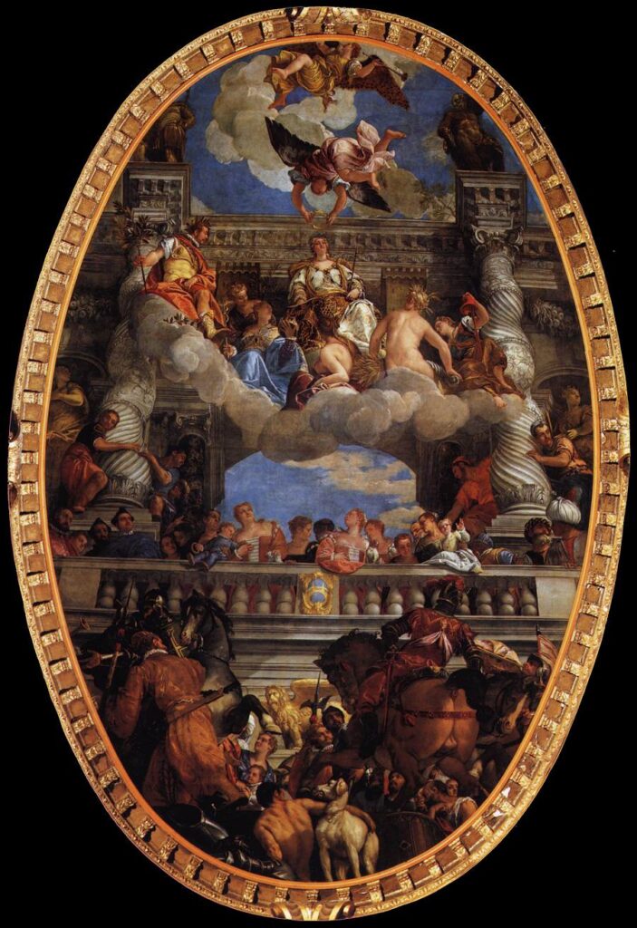 venetian painting: Paolo Veronese, Apotheosis of Venice, 1585, Doge’s Palace, Venice, Italy.

