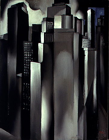 tamara de lempicka paintings: Tamara de Lempicka, Skyscrapers, 1929, private collection. Artist’s website.
