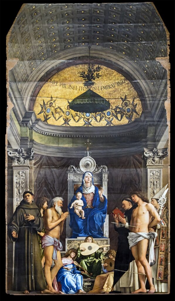 venetian painting: Giovanni Bellini, San Giobbe Altarpiece, c. 1487, Gallerie dell’Accademia, Venice, Italy.
