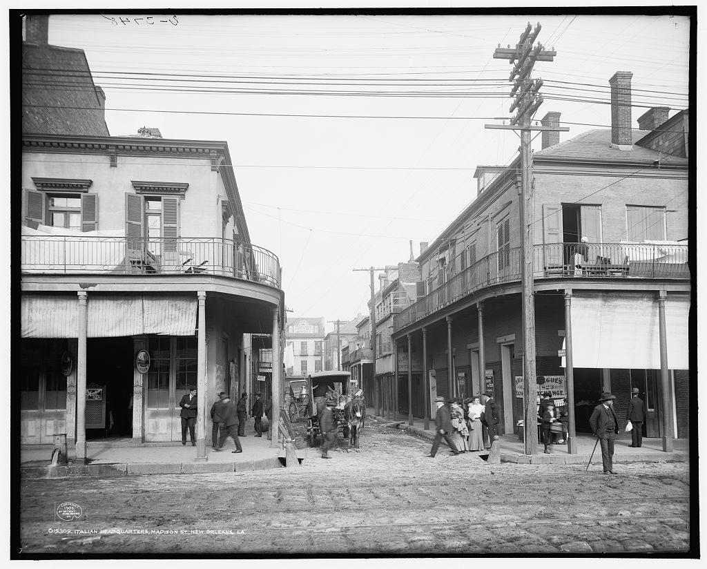 Italian Craftsmanship: Italian headquarters at Madison St., New Orleans, c. 1906, Library of Congress, Washington, DC, USA.
