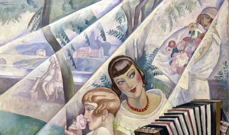 Gerda Wegener Summer Day: Gerda Wegener, A Summer Day, 1927. Wikimedia Commons (public domain). Detail.
