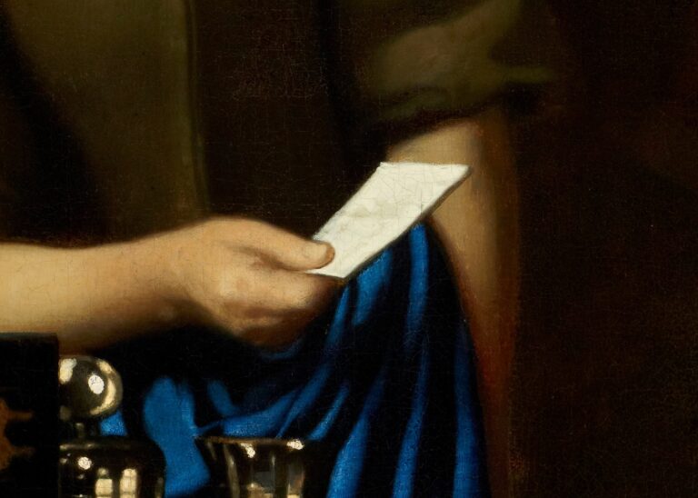 Vermeer's Love Letters: Johannes Vermeer, Mistress and Maid, ca. 1664–1667, Frick Collection, New York City, NY, USA. Photo: Joseph Coscia Jr. Press material. Detail.
