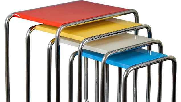 Bauhaus designs: Marcel Breuer, Nest Tables, 1927. MutualArt. Detail.
