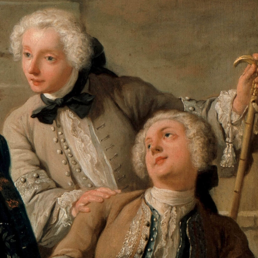 Declaration of Love: Jean-François de Troy, The Declaration of Love, 1731, Sanssouci, Potsdam, Germany. Detail.
