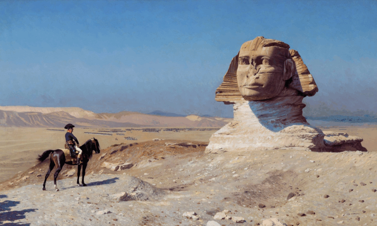 sphinx in art: Jean-Léon Gérôme, Bonaparte Before the Sphinx, 1886, Hearst Castle, San Simeon, CA, USA.
