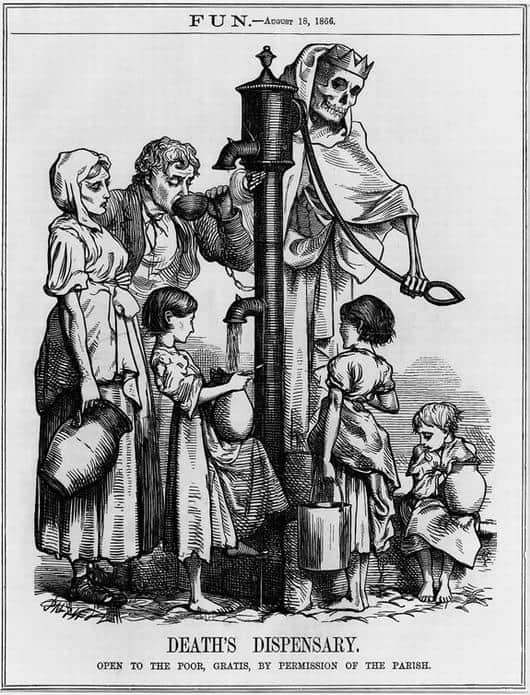 Ford Madox Brown Work: George John Pinwell, “Death Dispensary” in: Fun, August 18, 1866. Wikimedia Commons (public domain).
