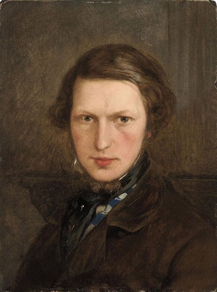 Ford Madox Brown Work: Ford Madox Brown, Self-Portrait in a Brown Coat, c. 1844, private collection.
