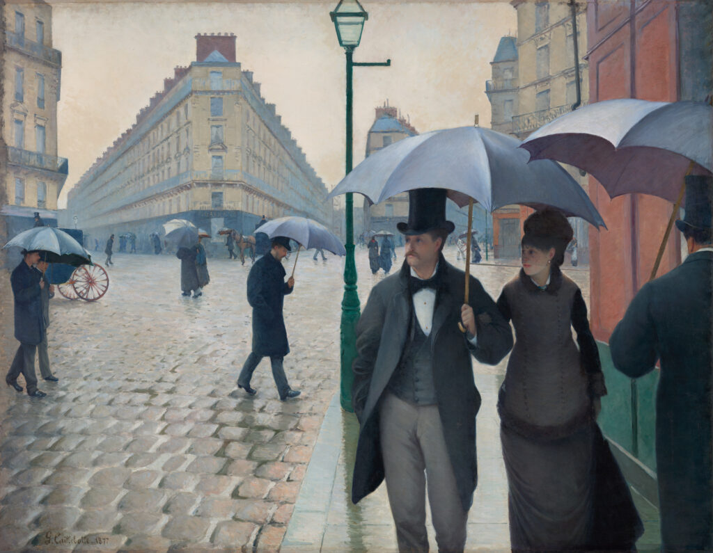 Gustave Caillebotte Painting His World: Gustave Caillebotte, Paris Street; Rainy Day, 1877, Art Institute of Chicago, Charles H. and Mary F. Worcester Collection.
