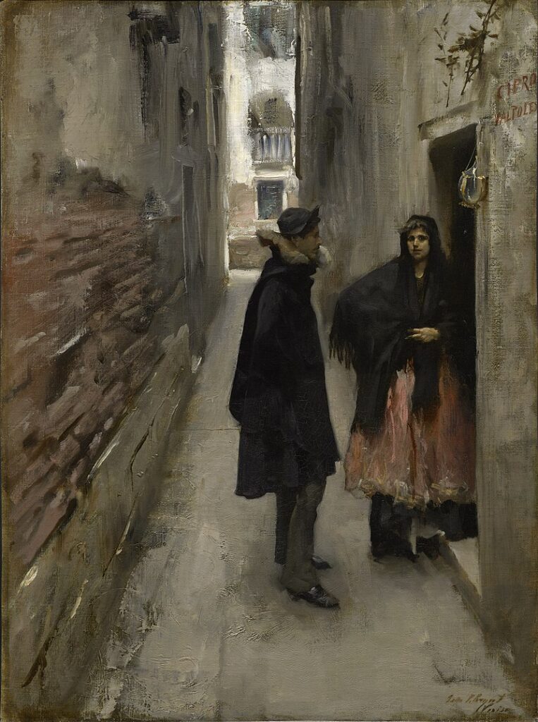 john singer sargent paintings: John Singer Sargent, A Street in Venice, c. 1880–1882, Clark Art Institute, Williamstown, MA, USA.
