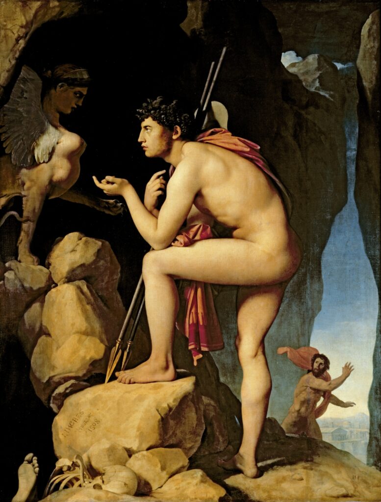 sphinx in art: Jean-Auguste-Dominique Ingres, Oedipus and the Sphinx, c. 1826, National Gallery, London, UK.
