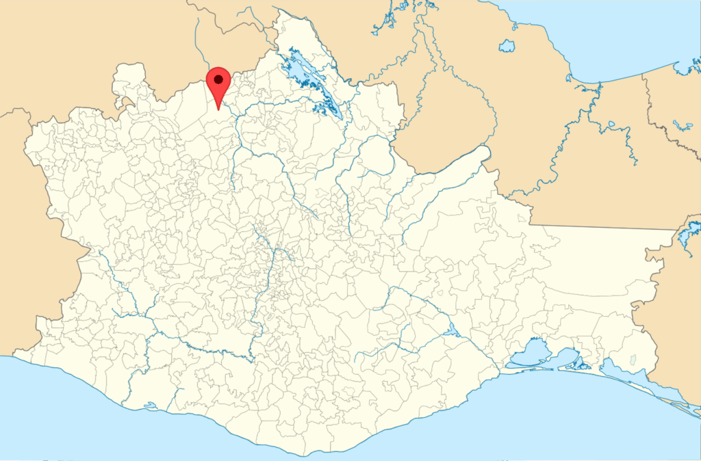 Cardón State of Oaxaca: Map of Oaxaca pinpointing the Municipality of Santa María Tecomavaca. Wikimedia Commons (public domain).
