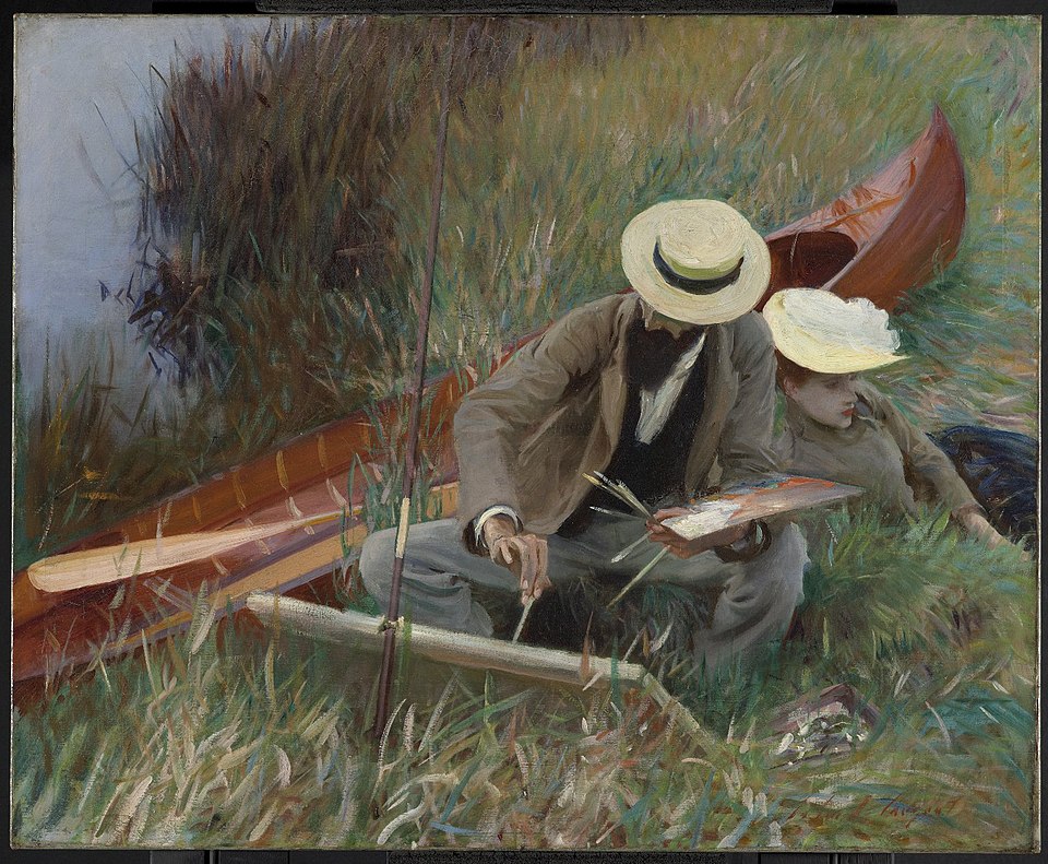 john singer sargent paintings: John Singer Sargent, An Out-of-Doors Study (Paul Helleu Sketching with His Wife), 1889, Brooklyn Museum, New York City, NY, USA.
