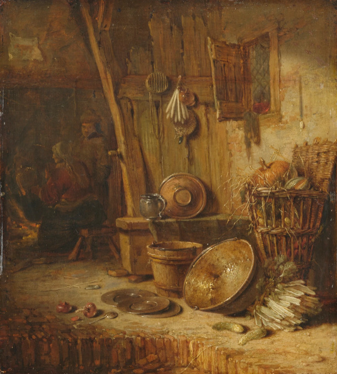 Schloss collection: Willemn Kalf, Intérieur de chaumière avec un homme et une femme devant une cheminée, private collection. Christie’s.
