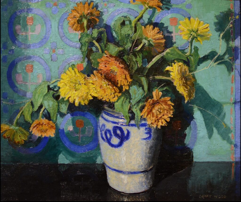 Grant Wood: Grant Wood, Calendulas, 1928–1929, Cedar Rapids Museum of Art, Cedar Rapids, IA, USA.
