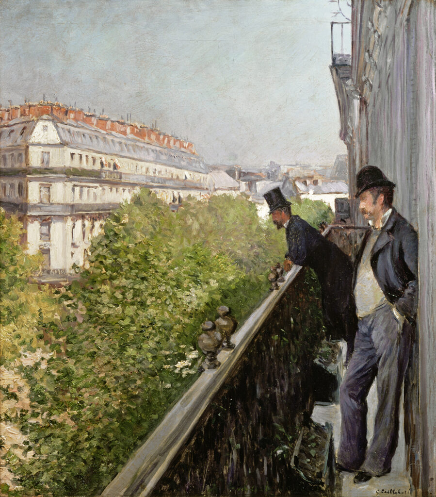 Gustave Caillebotte Painting His World: Gustave Caillebotte, Balcony, about 1880, Private collection. Photo courtesy of the private collection/Bridgeman Images.
