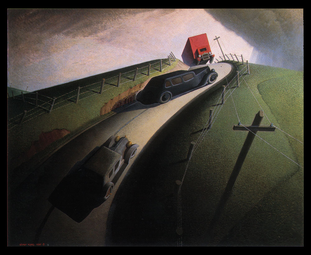Grant Wood: Grant Wood, Death on Ridge Road, 1935, Williams College Museum of Art, Williamstown, MA, USA.
