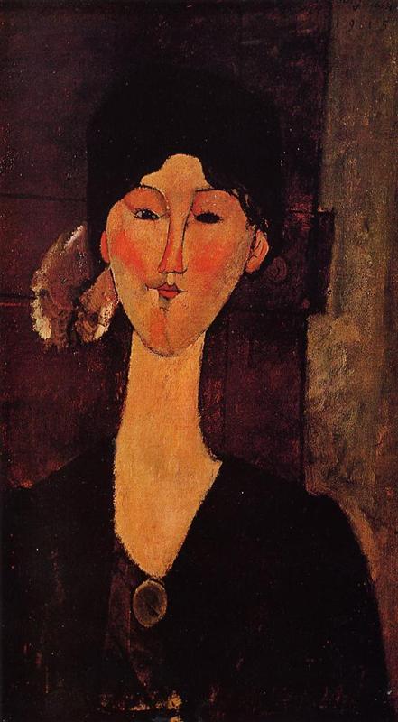 Amedeo Modigliani paintings: Amedeo Modigliani, Portrait of Beatrice Hastings, 1915, private collection. Wikiart.
