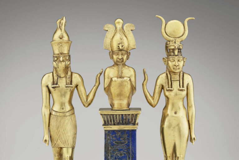 Triad of Osorkon: Triad of Osorkon II, 865–830 BCE, Louvre, Paris, France. Detail.
