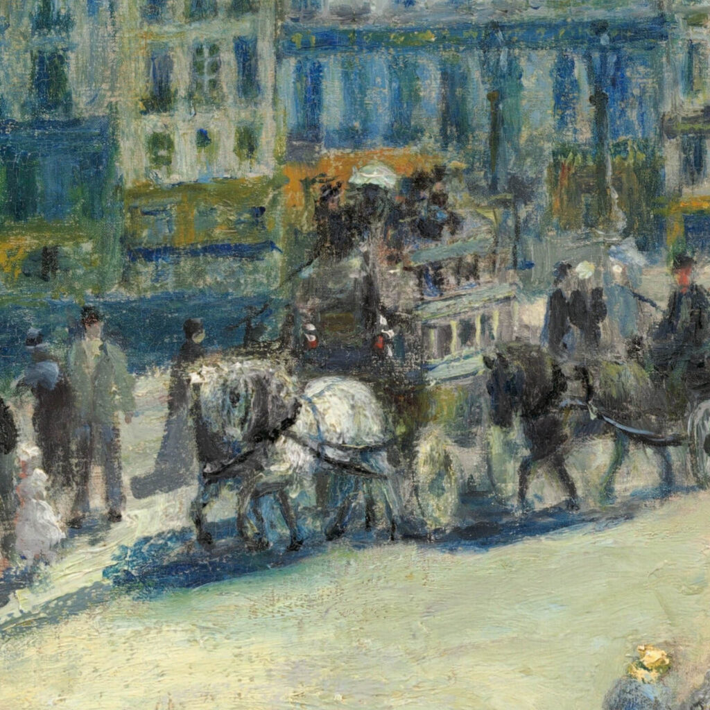 Renoir Pont Neuf: Pierre-Auguste Renoir, Pont Neuf, Paris, 1872, National Gallery of Art, Washington, DC, USA. Detail.
