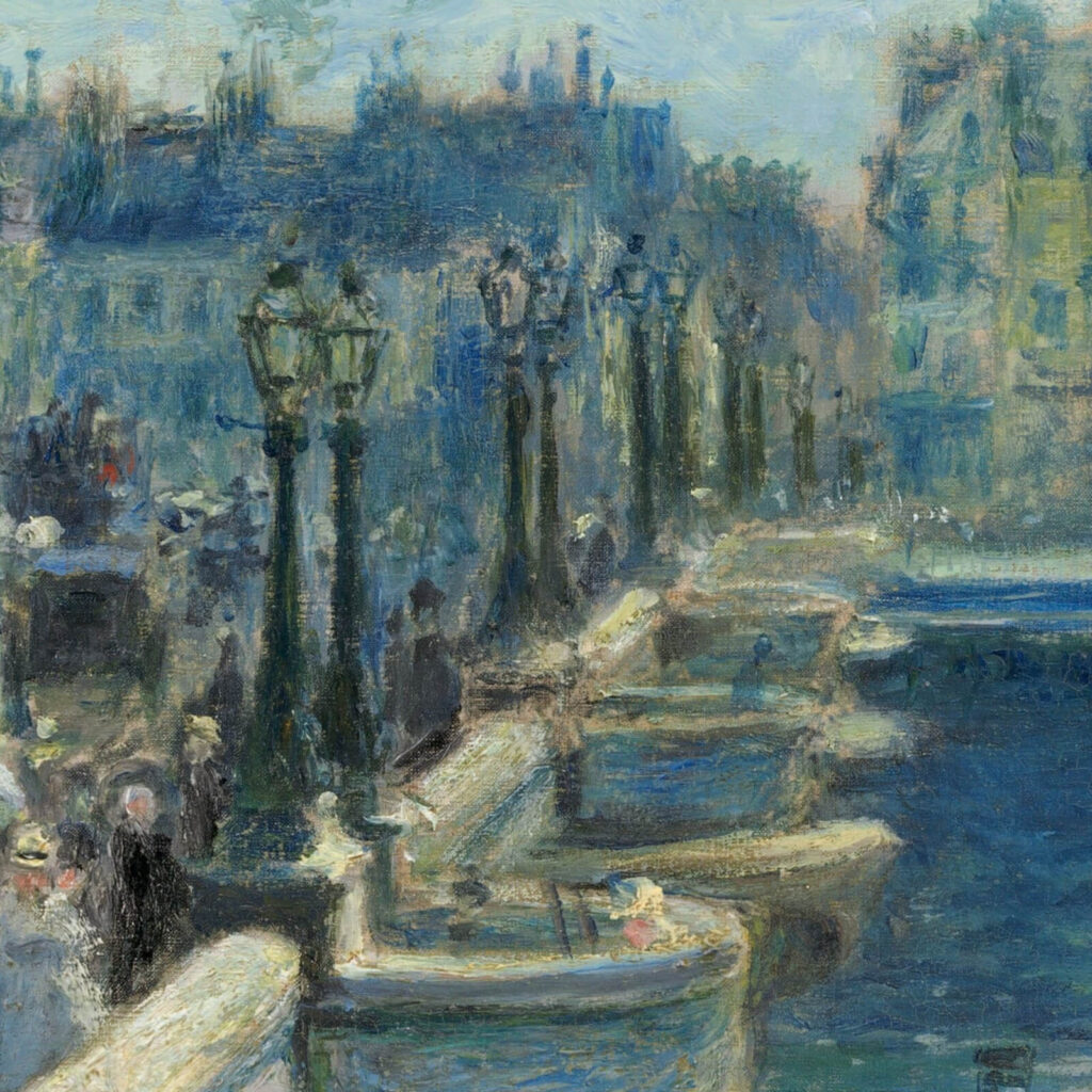 Renoir Pont Neuf: Pierre-Auguste Renoir, Pont Neuf, Paris, 1872, National Gallery of Art, Washington, DC, USA. Detail.
