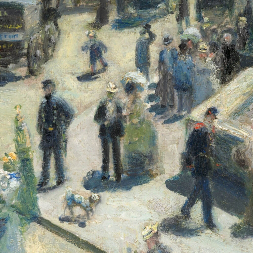 Renoir Pont Neuf: Pierre-Auguste Renoir, Pont Neuf, Paris, 1872, National Gallery of Art, Washington, DC, USA. Detail.
