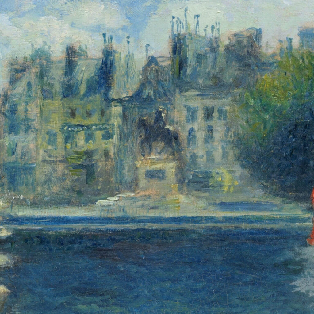 Renoir Pont Neuf: Pierre-Auguste Renoir, Pont Neuf, Paris, 1872, National Gallery of Art, Washington, DC, USA. Detail.
