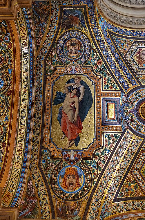 Opera Garnier: Mosaic panel with Artemis and Endymion, Opéra Garnier, Paris, France. Photograph by Gre regiment via Wikimedia Commons (CC BY-SA 4.0).
