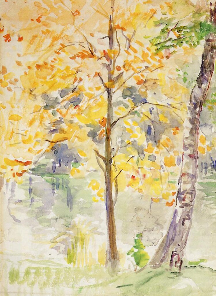 Impressionist Autumn Paintings: Berthe Morisot, Fall Colors in the Bois de Boulogne, 1888, private collection. Wikimedia Commons (public domain).
