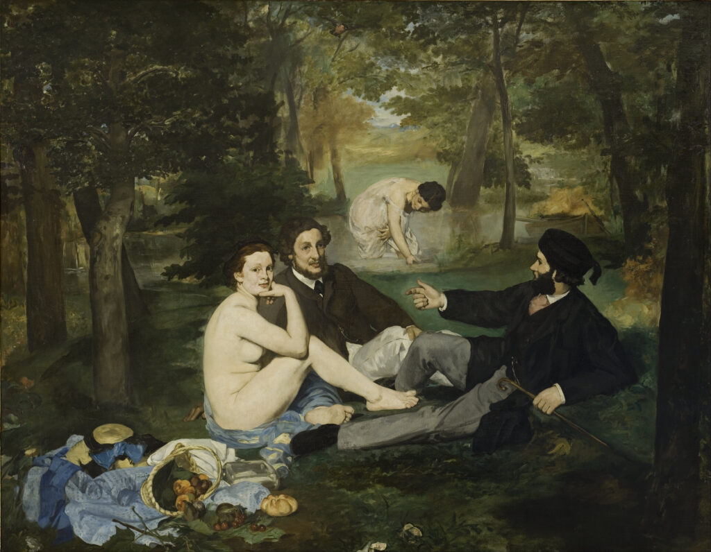 Édouard Manet Paintings: Édouard Manet, The Luncheon on the Grass (Le Déjeuner sur l’herbe), 1863, Musée d’Orsay, Paris, France.
 
