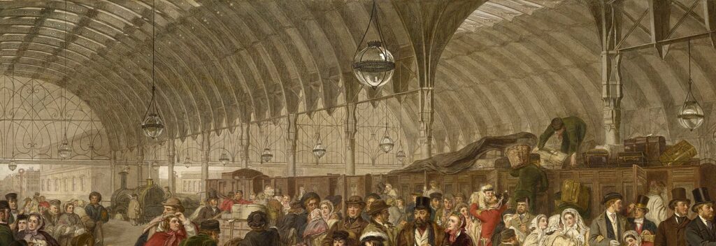 The Railway Station Frith: William Powell Frith, The Railway Station, c. 1862–1909, Royal Collection Trust, London, UK. Detail.
