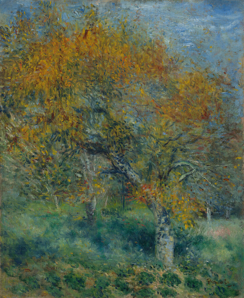 Impressionist Autumn Paintings: Pierre-Auguste Renoir, The Pear Tree, 1877, Barberini Museum, Potsdam, Germany.
