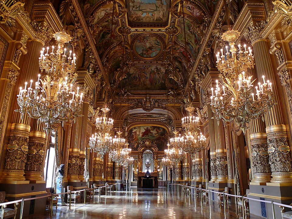 Opera Garnier: Grand Foyer, Opéra Garnier, Paris, France. Photograph by Degrémont Anthony via Wikimedia Commons (CC BY-SA 3.0).

