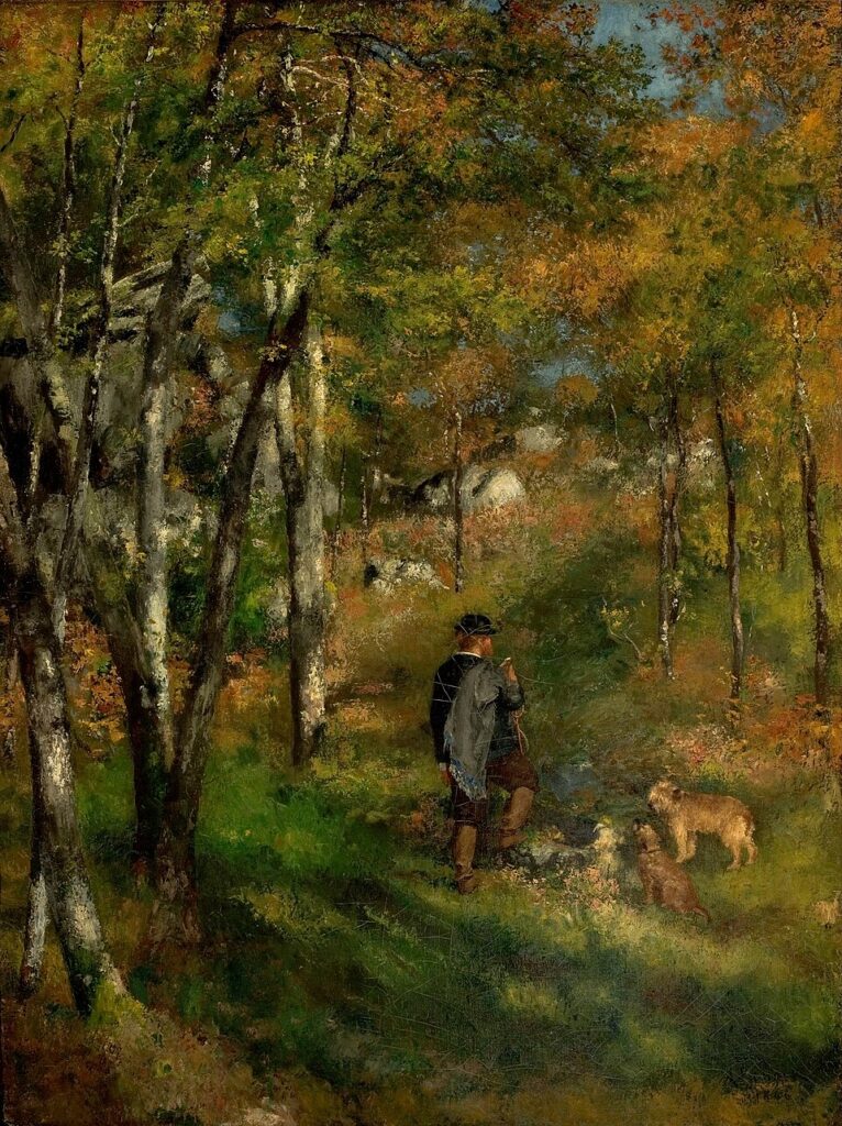 Impressionist Autumn Paintings: Pierre-Auguste Renoir, The Painter Le Coeur Hunting in the Fontainebleau Forest, 1866, São Paulo Museum of Art, São Paulo, Brazil.
