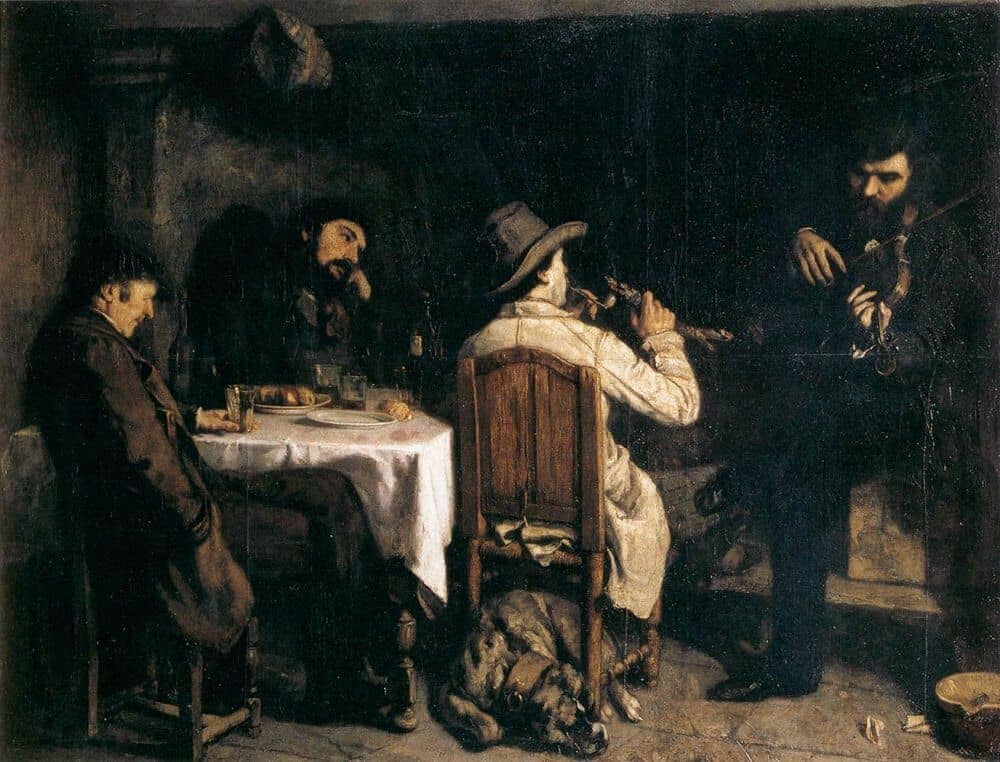 gustave courbet: Gustave Courbet, After Dinner at Ornans, 1849, Palais des Beaux-Arts de Lille, Lille, France.
