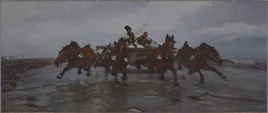 Józef Chełmoński: Józef Chełmoński, Four-in-hand, 1881, Kraków Cloth Hall, National Museum in Krakow, Kraków, Poland. Museum’s website.
