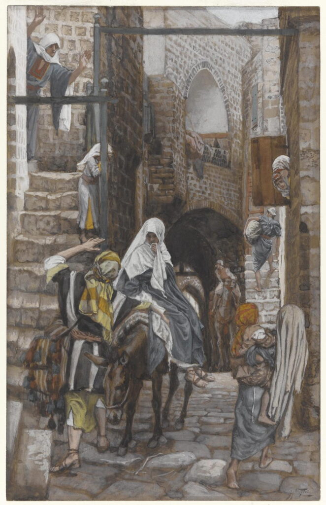 James Tissot: James Tissot, Saint Joseph Seeks a Lodging at Bethlehem, 1886–1894, Brooklyn Museum, New York City, NY, USA.
