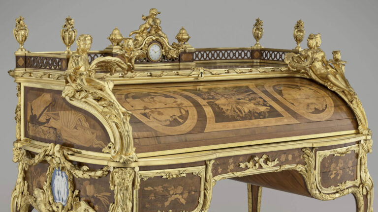 Bureau du Roi: Jean-Henri Riesener, Bureau du Roi, 1760–1769, Château de Versailles, Versailles, France. Detail.
