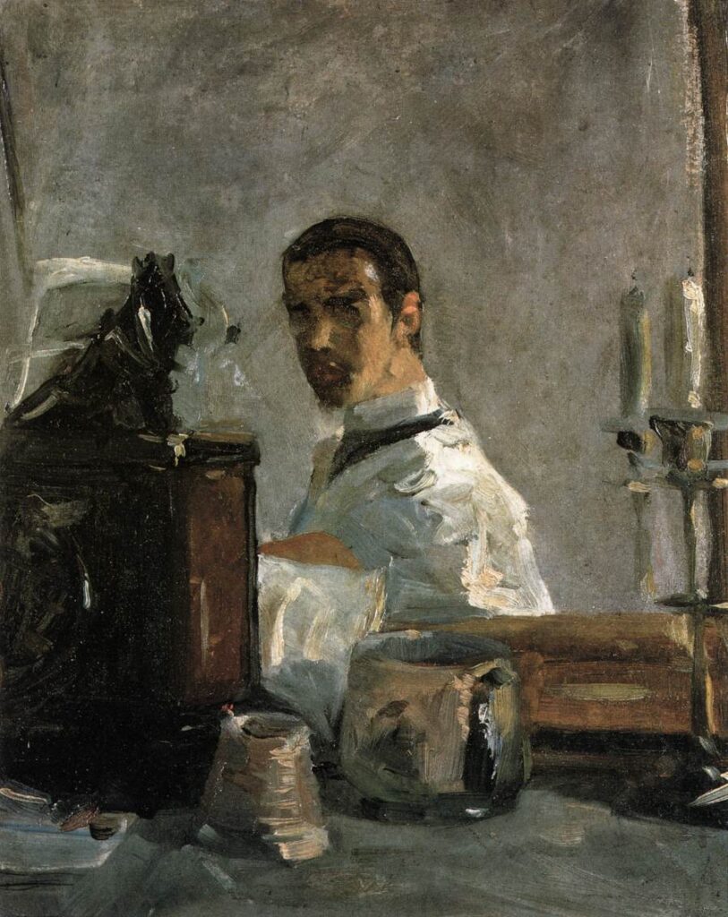Suzanne Valadon self-portraits: Henri de Toulouse-Lautrec, Self-Portrait in Front of a Mirror, 1882–1883, Musée Toulouse-Lautrec, Albi, France.
