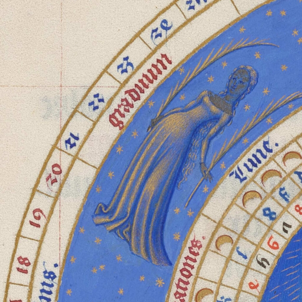 Limbourg brothers art: Limbourg brothers, September in Très Riches Heures du Duc de Berry, 1412–1416, Musée Condé, Chantilly, France. Detail.
