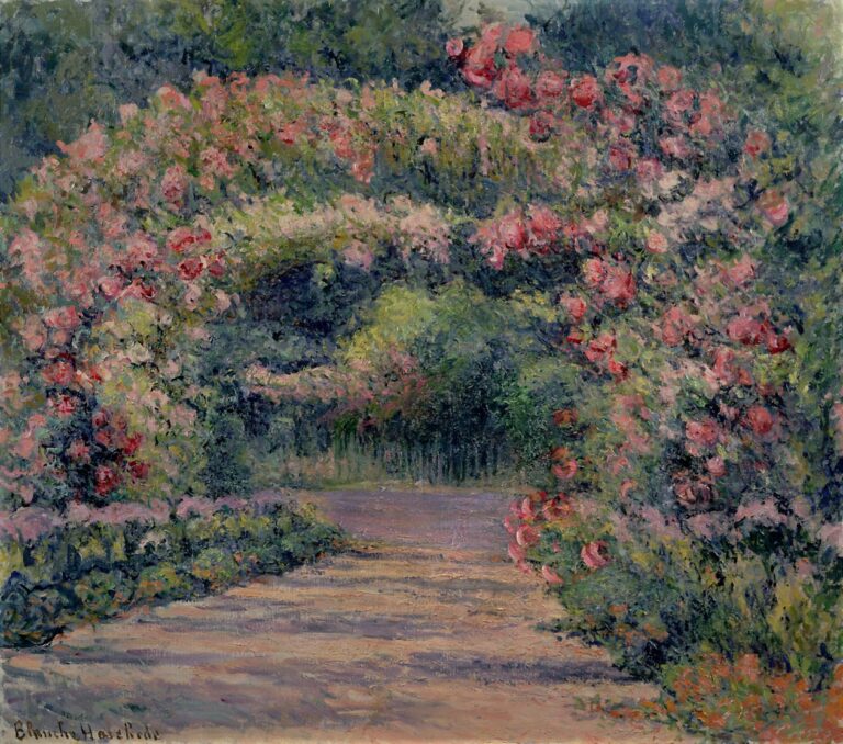 Blanche Hoschedé-Monet: Blanche Hoschedé-Monet, Rose Arbour at Giverny, private collection. Meisterdrucke.
